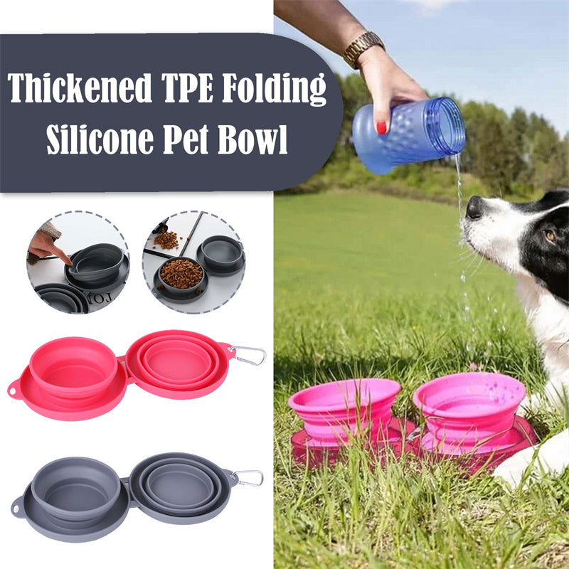 Convenient Rubber Foldable Double Bowl