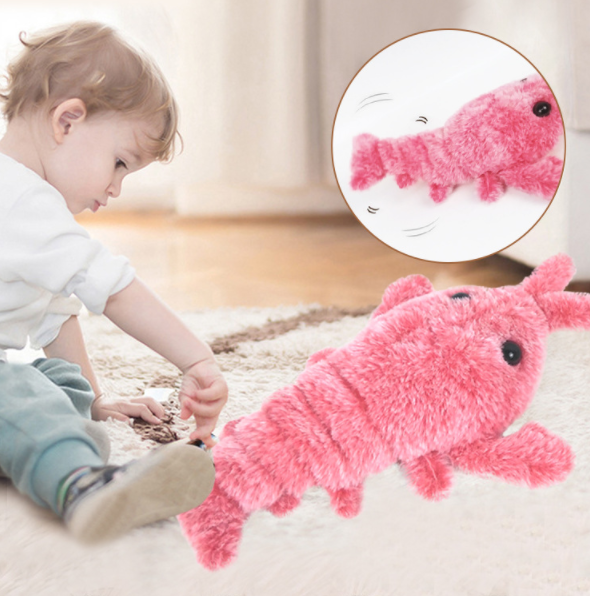 Electric Jumping Shrimp Toy with USB Charging – Simulation Lobster for Amusing Cat Play and Plush Pet Entertainment