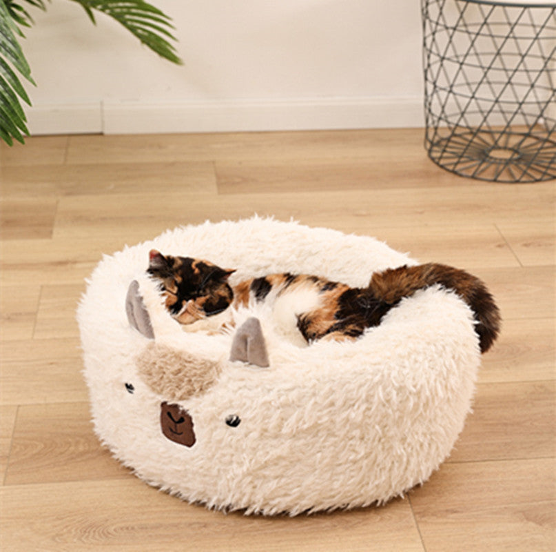 Alpaca Pet Bed Warm Plush Cat