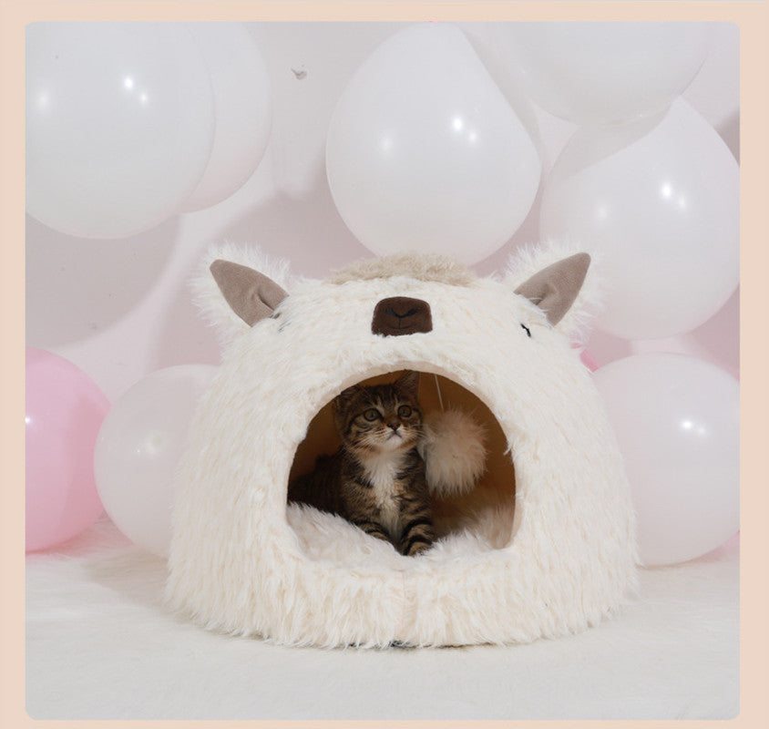 Alpaca Pet Bed Warm Plush Cat