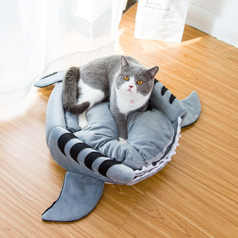 Creative Dual-Purpose Shark Bed for Small Dogs and Cats