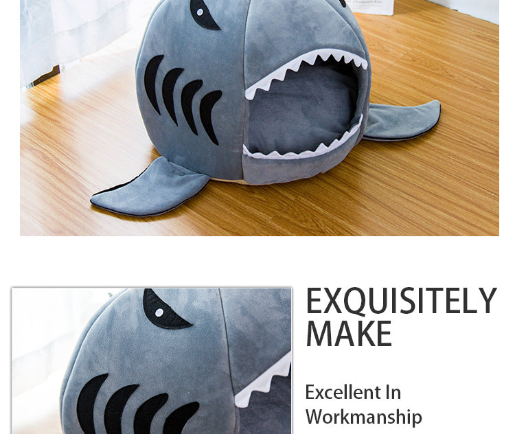 Creative Dual-Purpose Shark Bed for Small Dogs and Cats
