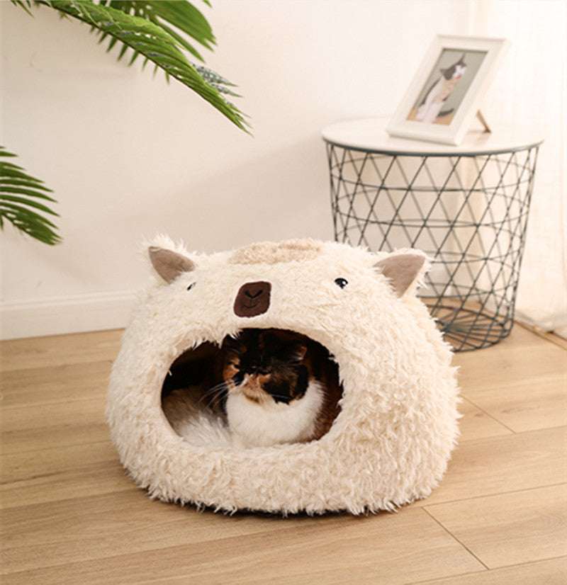 Alpaca Pet Bed Warm Plush Cat