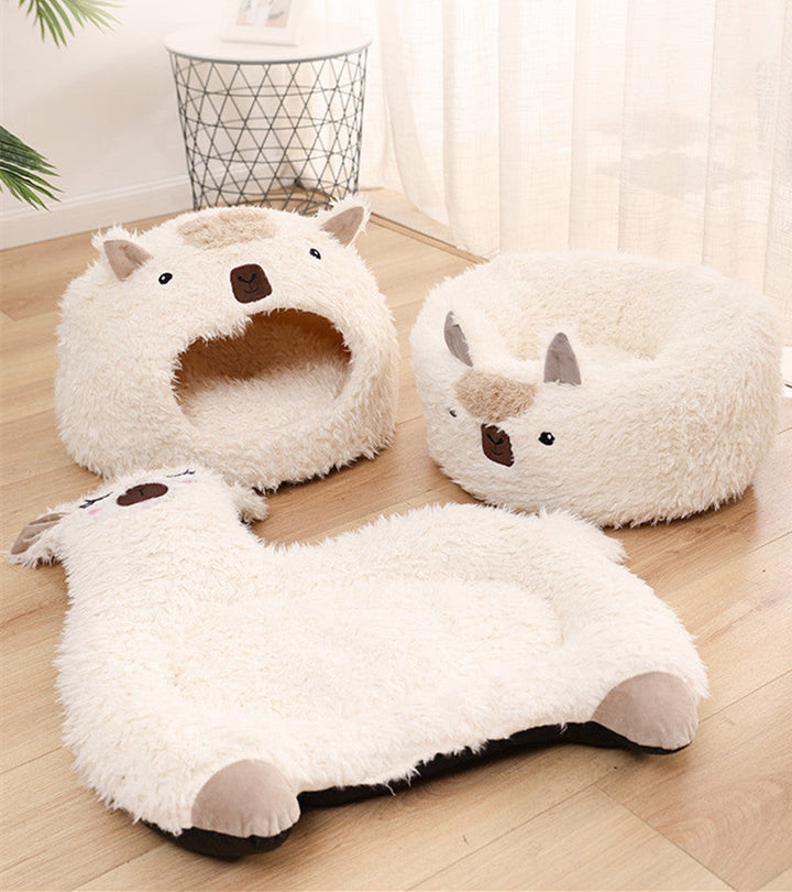Alpaca Pet Bed Warm Plush Cat