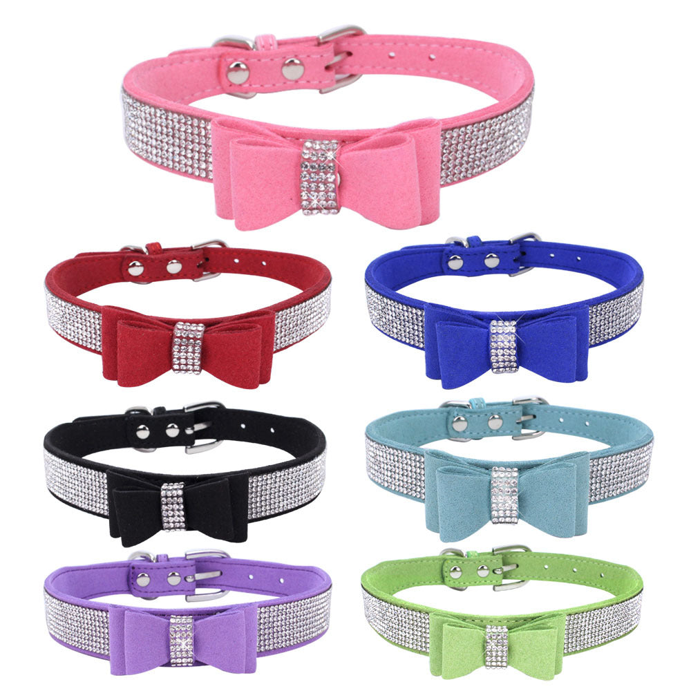Rhinestone Bowknot Pet Collar Dog Collar