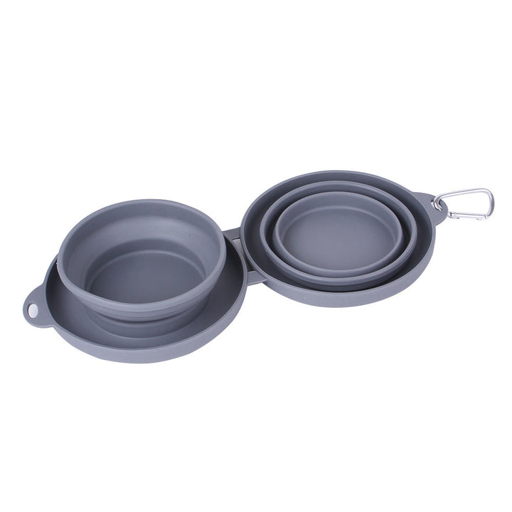 Convenient Rubber Foldable Double Bowl