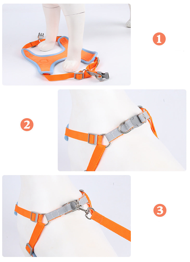 Dog & Cat Reflective Soft Mesh Harness with Leash