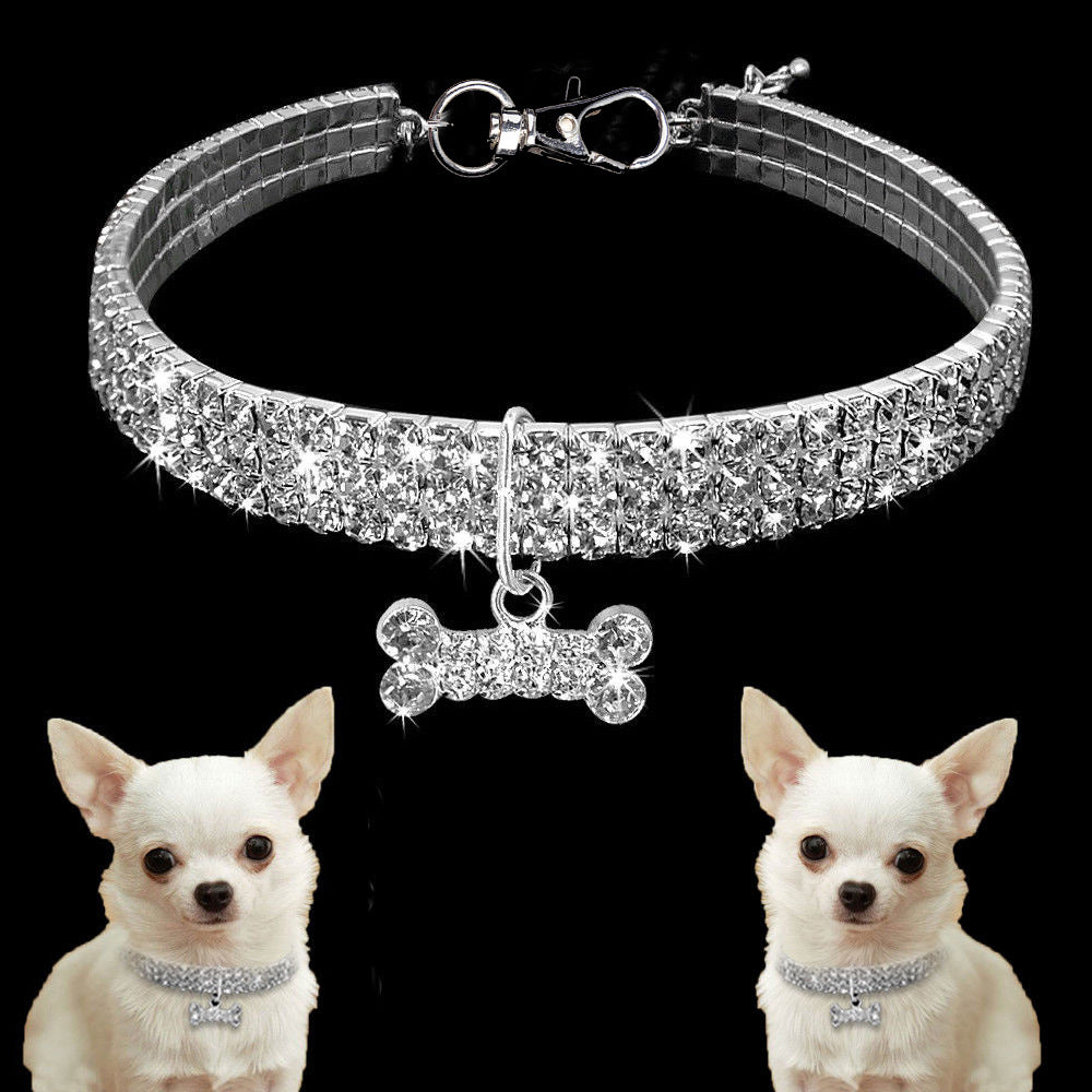 Bling Rhinestone Dog Collar Crystal For Small-Medium Dogs & Cats