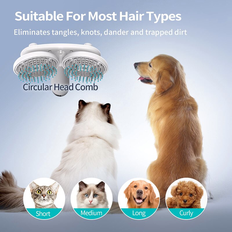 Pet Cat Brush and Dog Slicker Brush with Double-headed Negative Ion Technology