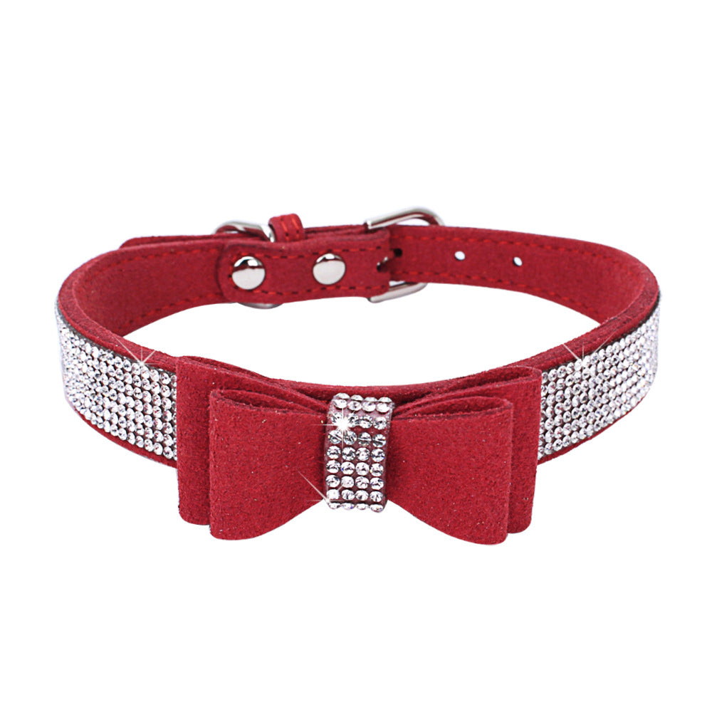 Rhinestone Bowknot Pet Collar Dog Collar