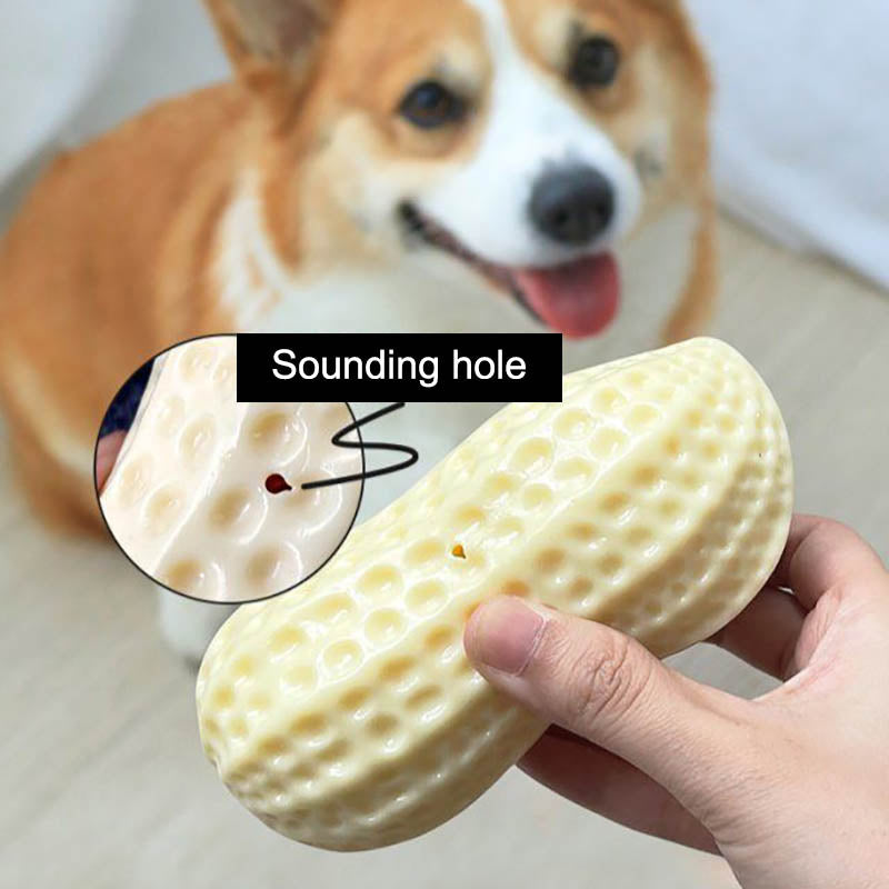 "Hilarious Squeaky Fun for Your Pet: Bite-Resistant Rubber Peanut Toy, Ideal for Small to Medium Dogs