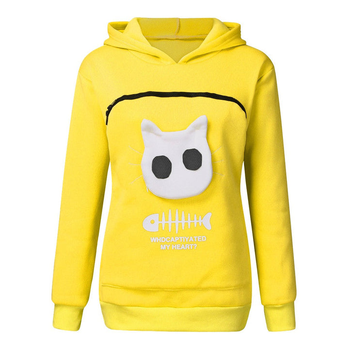 Women's Hoodie Sweatshirt with Cat Pet Pocket Design
