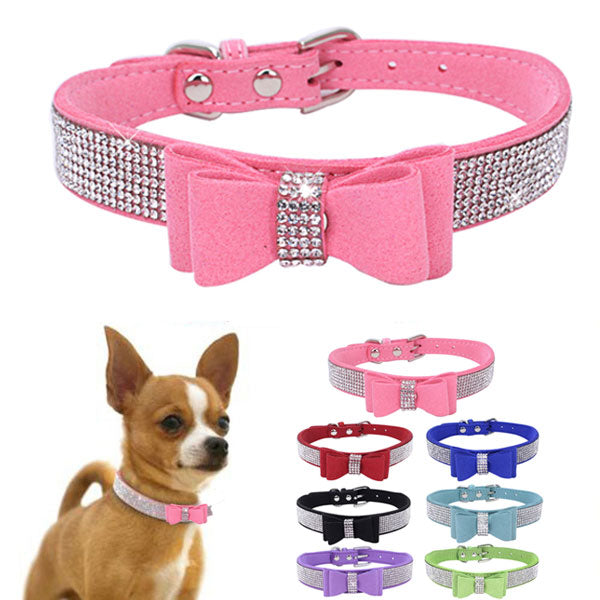 Rhinestone Bowknot Pet Collar Dog Collar