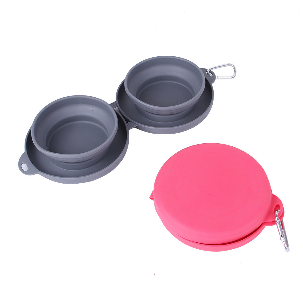 Convenient Rubber Foldable Double Bowl