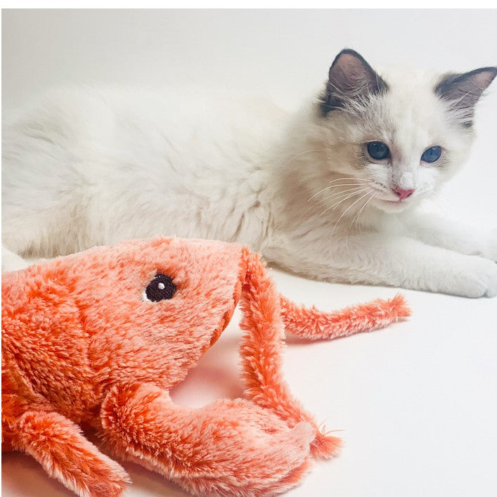 Electric Jumping Shrimp Toy with USB Charging – Simulation Lobster for Amusing Cat Play and Plush Pet Entertainment