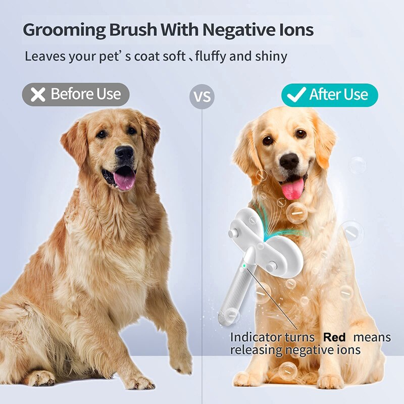Pet Cat Brush and Dog Slicker Brush with Double-headed Negative Ion Technology