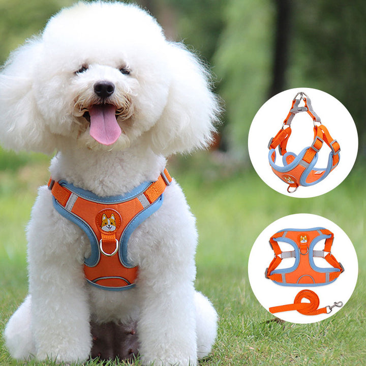 Dog & Cat Reflective Soft Mesh Harness with Leash
