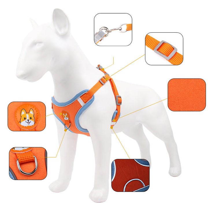 Dog & Cat Reflective Soft Mesh Harness with Leash