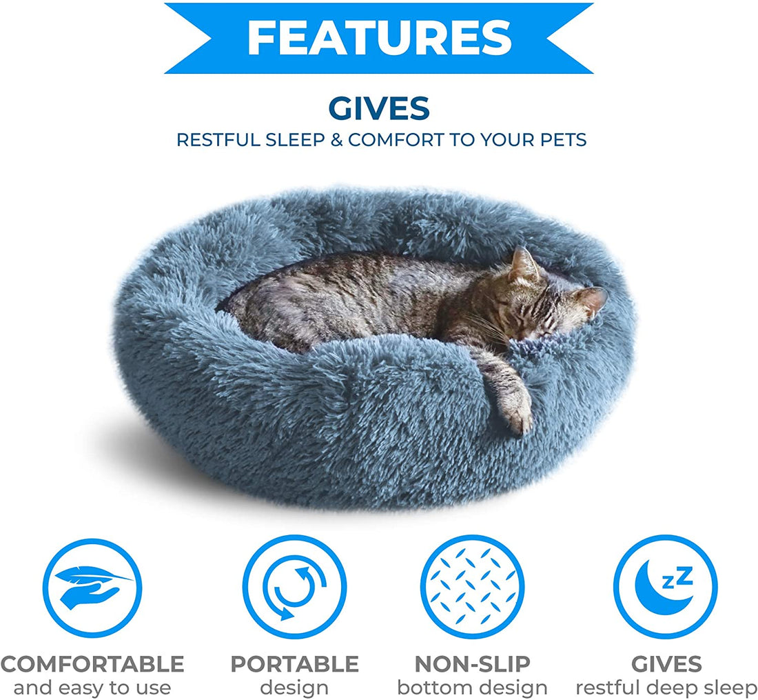 Round Cat Bed Dogs Bed House Kennel Pet Mats Soft Long Plush Mat Pet Warm Basket Cushion Cats House Sofa Machine Wash Kennel