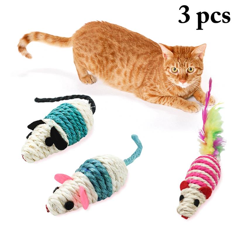Legendog 3Pcs/Set Mice Cat Toys Interactive Cat Squeaky Toys Kitten Mouse Toys For Cats Pet Supplies Random Color