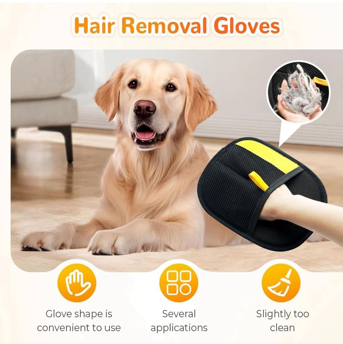 Cat Hair Removal Grooming Gloves – Pet Deshedding ; Massage Tool