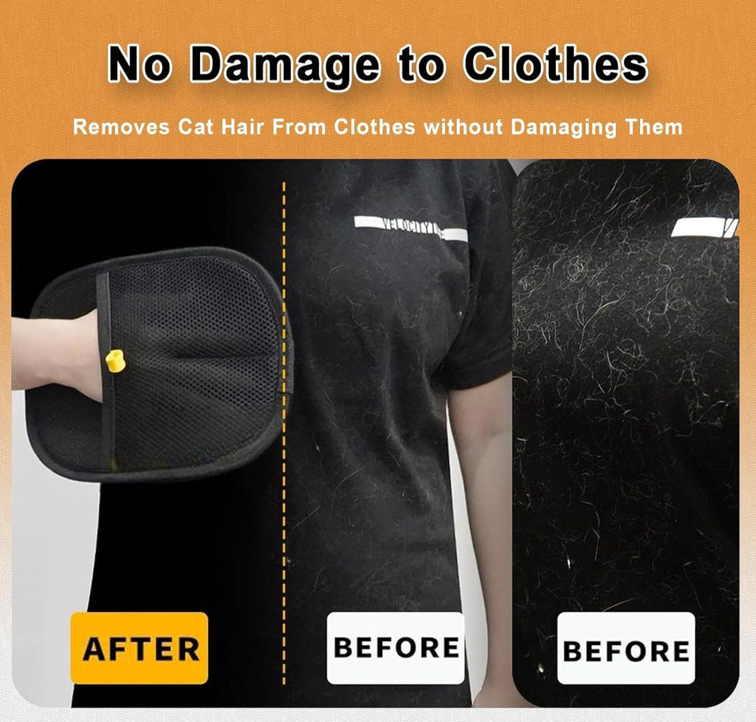 Cat Hair Removal Grooming Gloves – Pet Deshedding ; Massage Tool