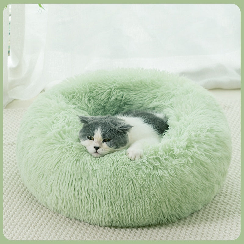 Round Cat Bed Dogs Bed House Kennel Pet Mats Soft Long Plush Mat Pet Warm Basket Cushion Cats House Sofa Machine Wash Kennel