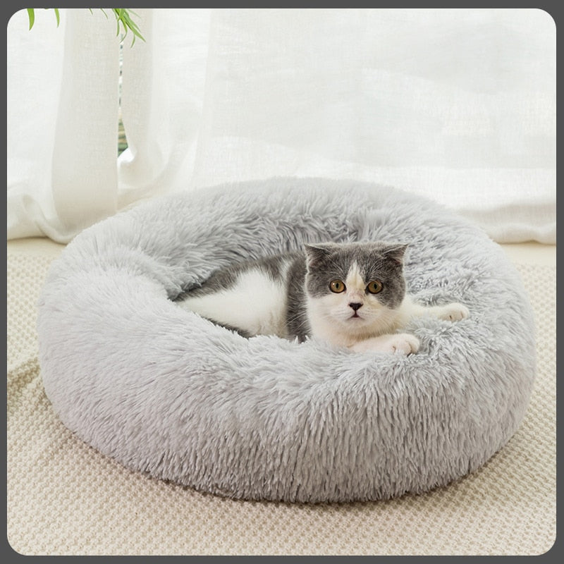 Round Cat Bed Dogs Bed House Kennel Pet Mats Soft Long Plush Mat Pet Warm Basket Cushion Cats House Sofa Machine Wash Kennel