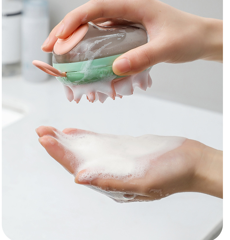 New 2-in-1 Pet Cat Dog Cleaning, Bathing, and Massage Shampoo Soap Dispensing Grooming Brush