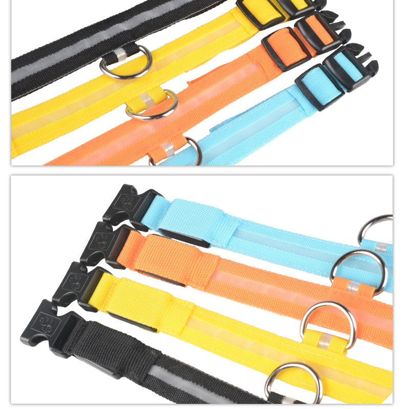 "Light Up the Night: Nylon LED Pet Collar for Purrfect Safety and Style!"