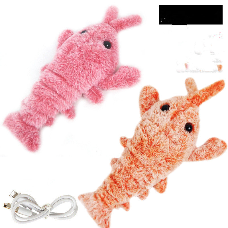 Electric Jumping Shrimp Toy with USB Charging – Simulation Lobster for Amusing Cat Play and Plush Pet Entertainment