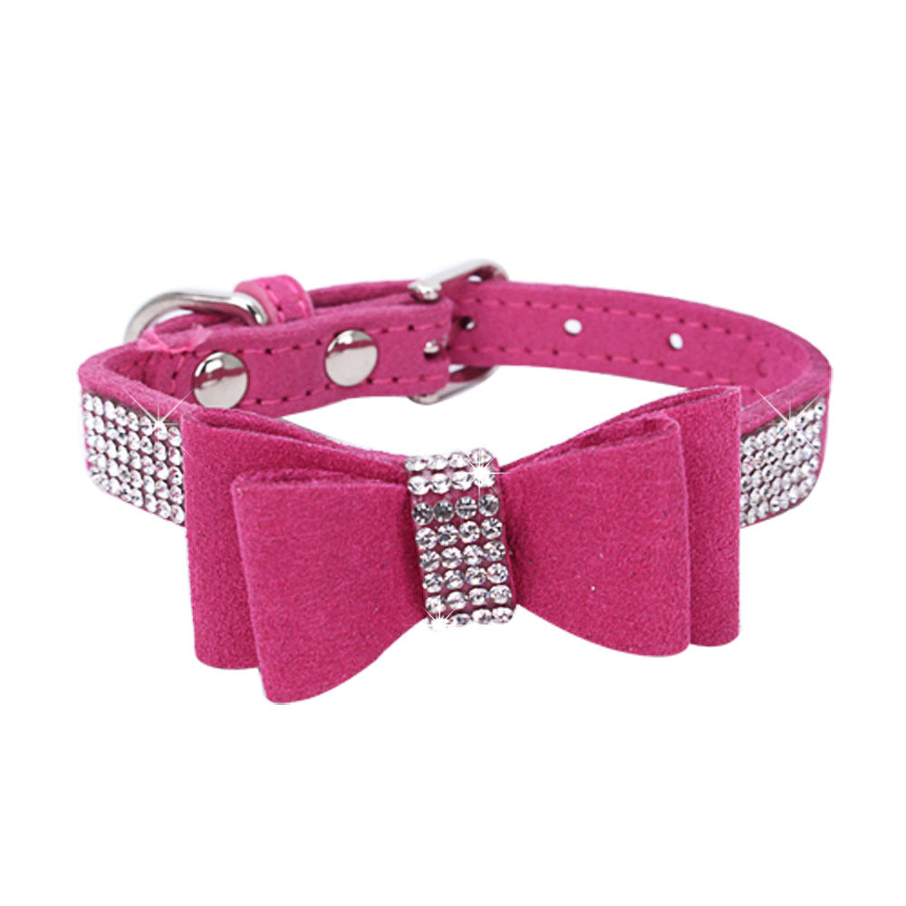 Rhinestone Bowknot Pet Collar Dog Collar