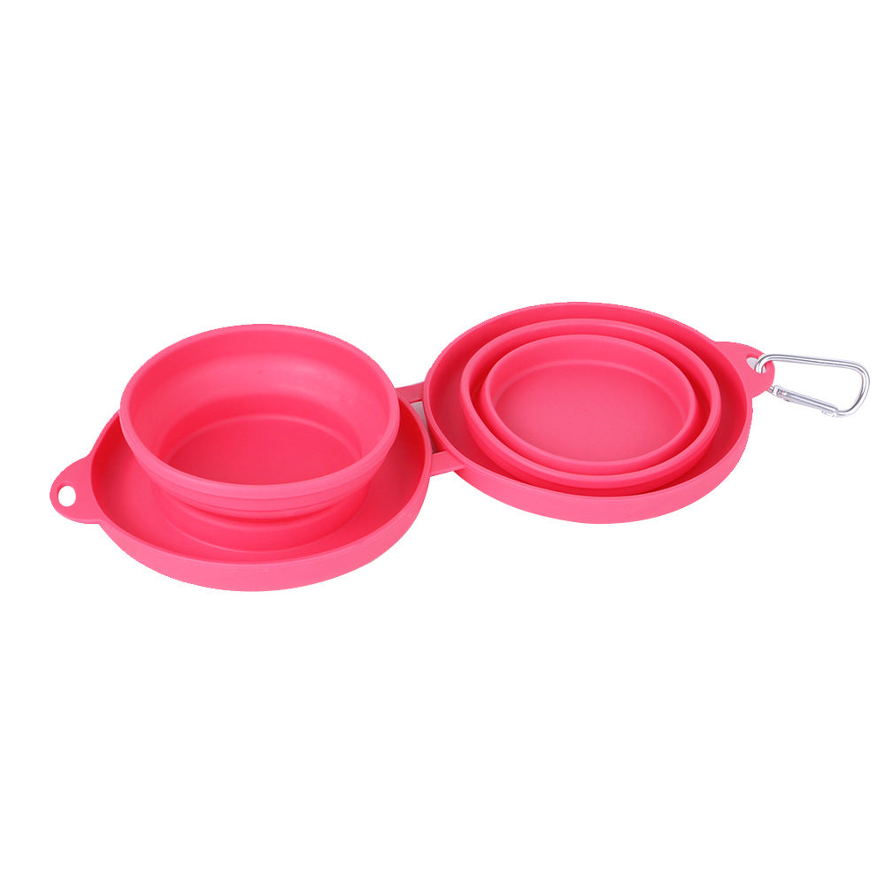 Convenient Rubber Foldable Double Bowl