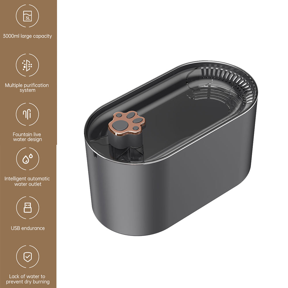 3L Cat Water Fountain Filter with Automatic Drinker