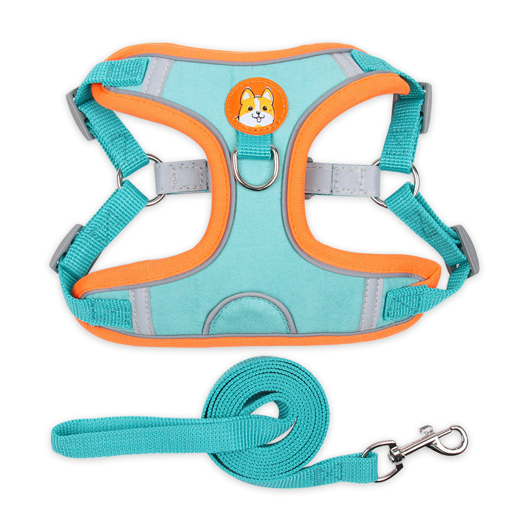 Dog & Cat Reflective Soft Mesh Harness with Leash