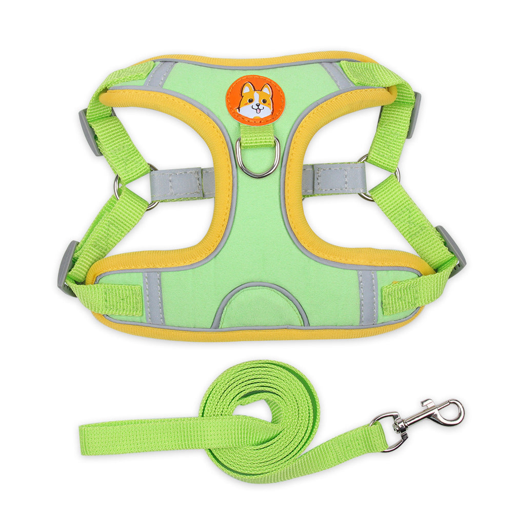Dog & Cat Reflective Soft Mesh Harness with Leash