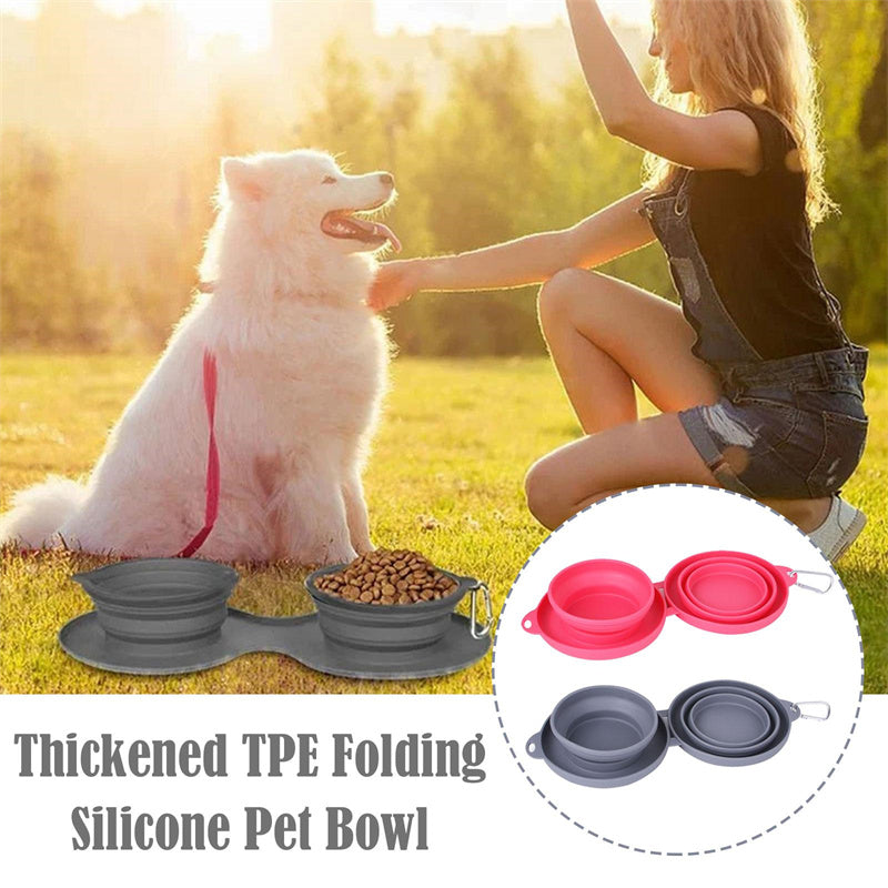Convenient Rubber Foldable Double Bowl