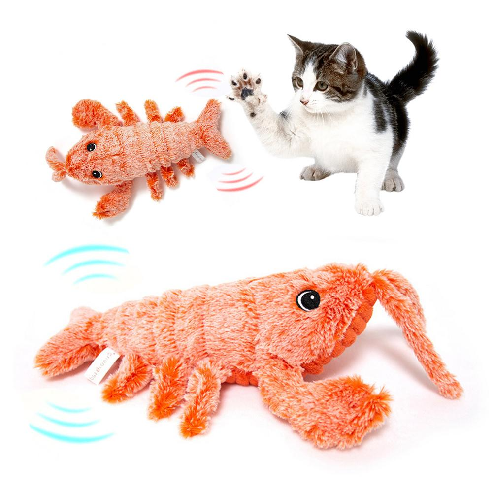 Electric Jumping Shrimp Toy with USB Charging – Simulation Lobster for Amusing Cat Play and Plush Pet Entertainment