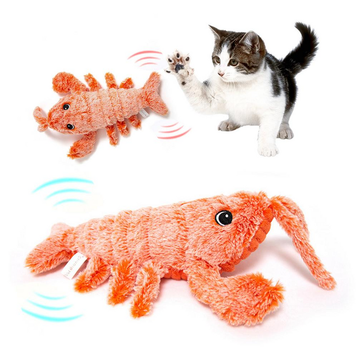 Electric Jumping Shrimp Toy with USB Charging – Simulation Lobster for Amusing Cat Play and Plush Pet Entertainment